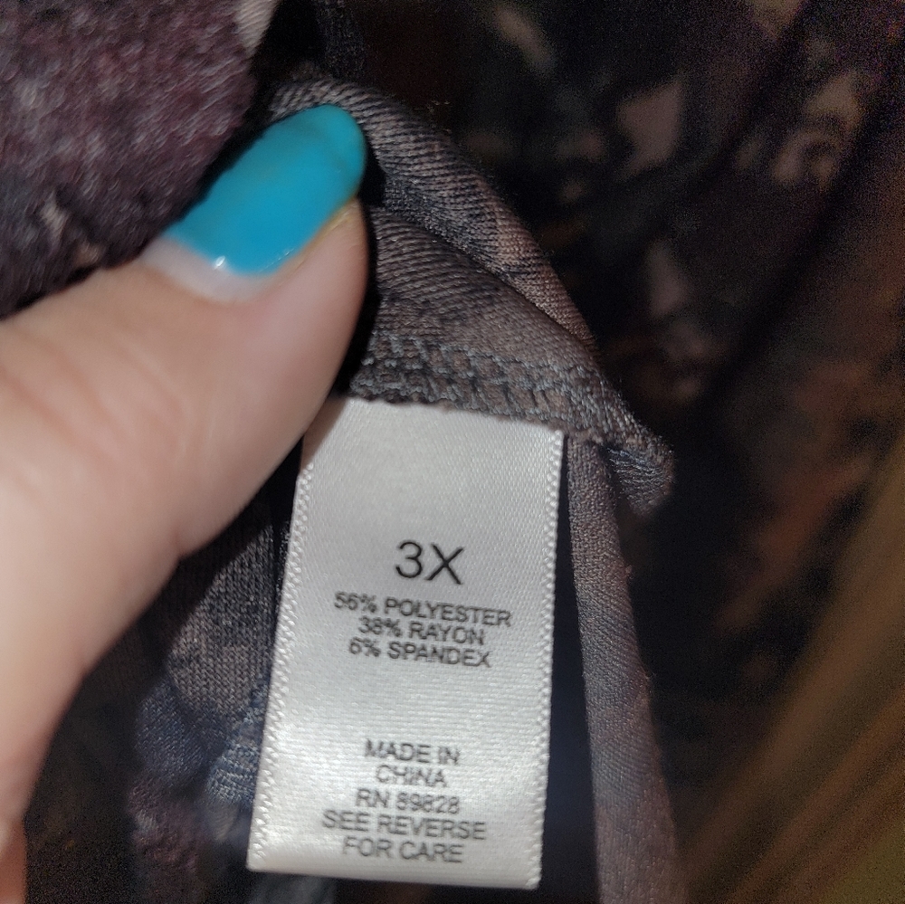 NWOT LOGO Lori Goldstein 3X jacquard tie dye neutral color shirt with pockets - Picture 7 of 7